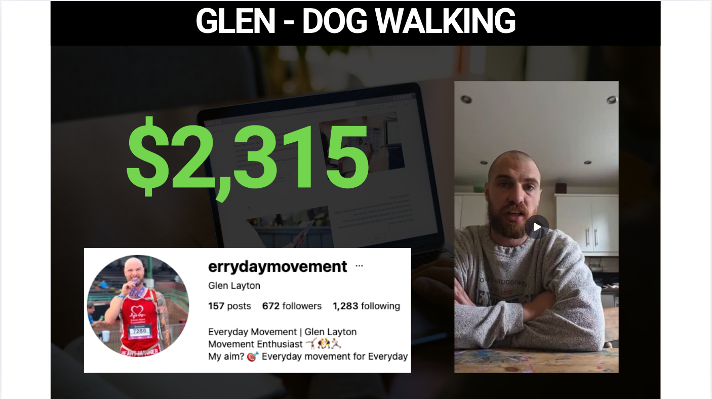 Glen, dog walking, $2,315