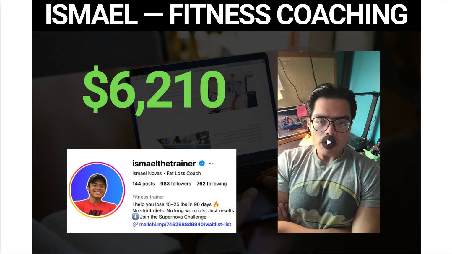 Ismael, fitness coaching, $6,210